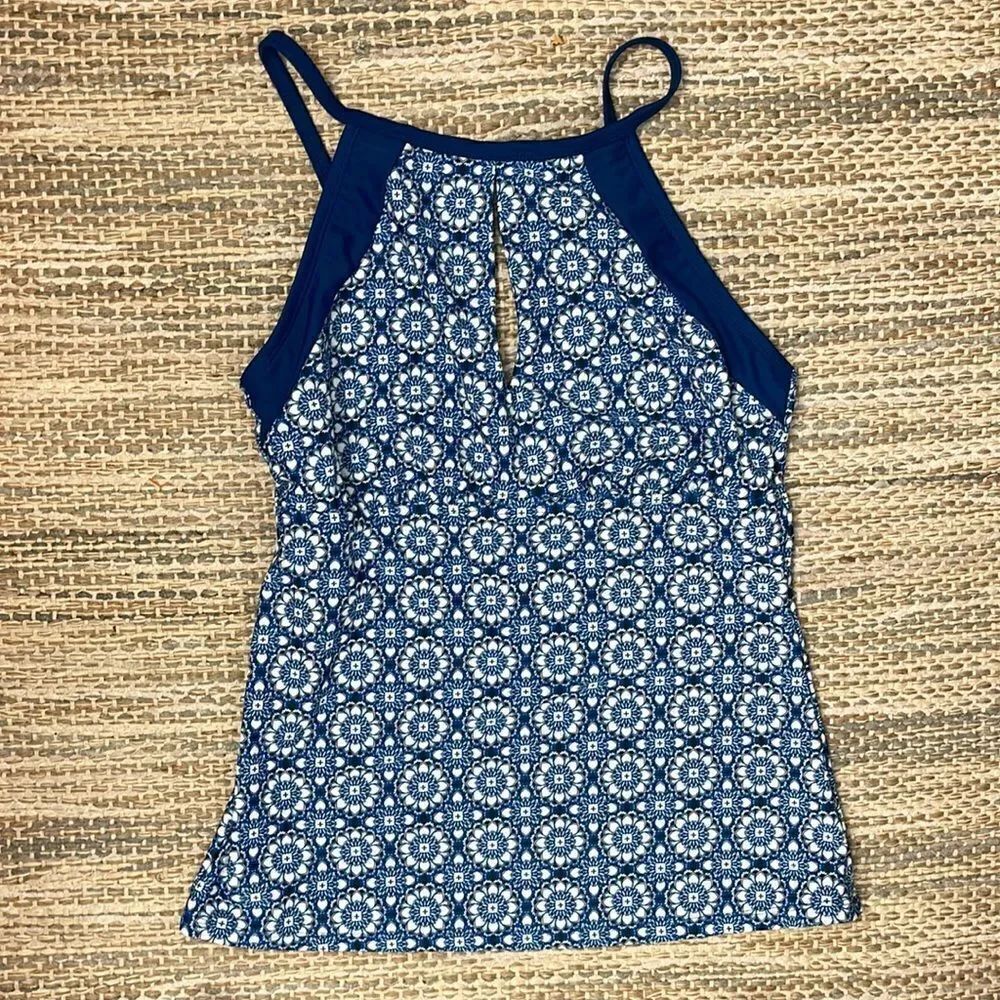 Ellen Tracy Blue Patterned Tankini Size 8 - Picture 2 of 14